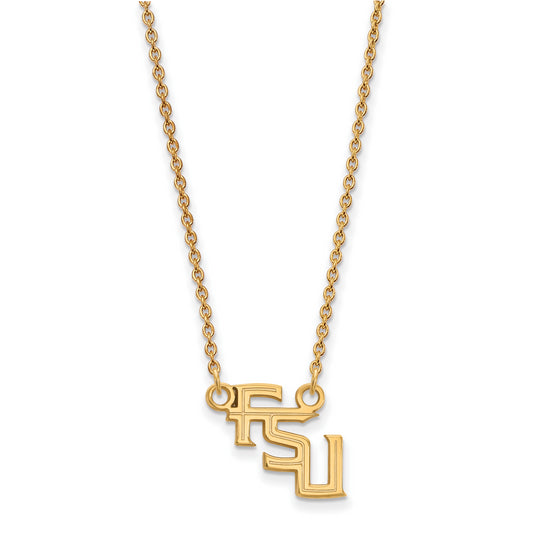 10K Yellow Gold Logoart Florida State University F S U Small Pendant 18 Inch Necklace