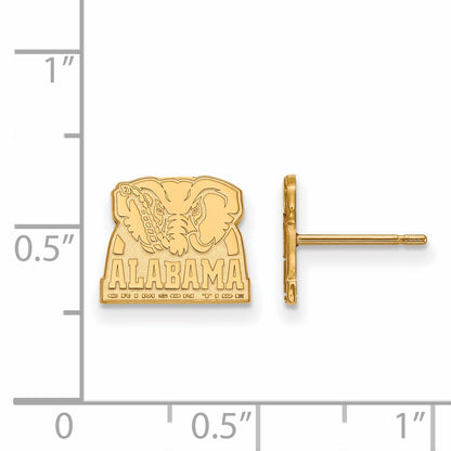 Gold Plated Sterling Silver Logoart University Of Alabama Elephant Extra Small Post Earrings