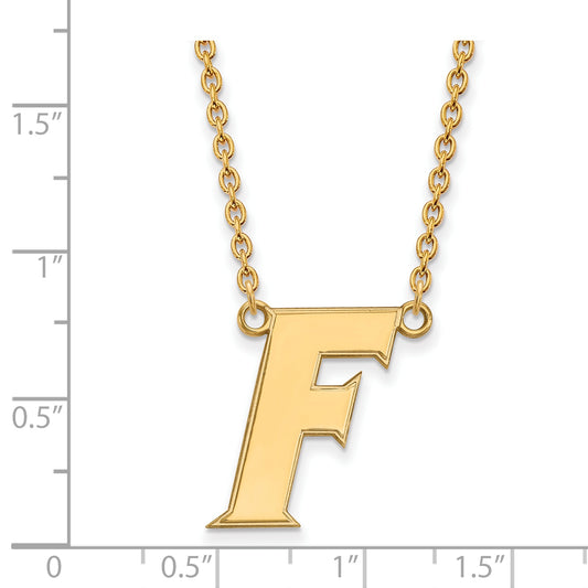 10K Yellow Gold Logoart University Of Florida Letter F Large Pendant 18 Inch Necklace