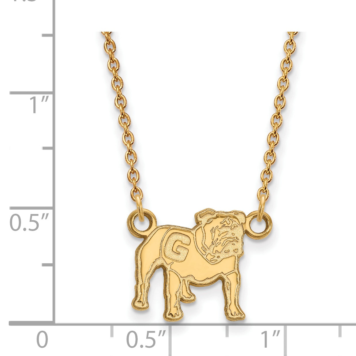 10K Yellow Gold Logoart University Of Georgia Bulldog Small Pendant 18 Inch Necklace