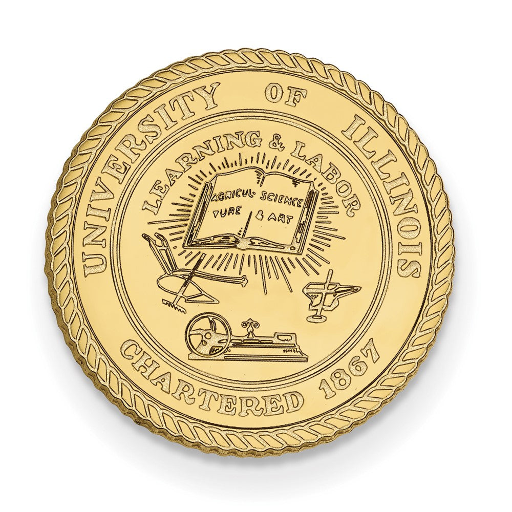 14K Yellow Gold Gold LogoArt University of Illinois Crest Lapel Pin