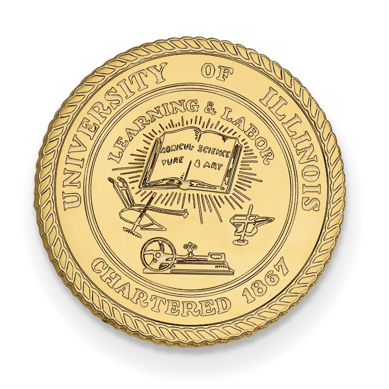 14K Yellow Gold Gold LogoArt University of Illinois Crest Lapel Pin