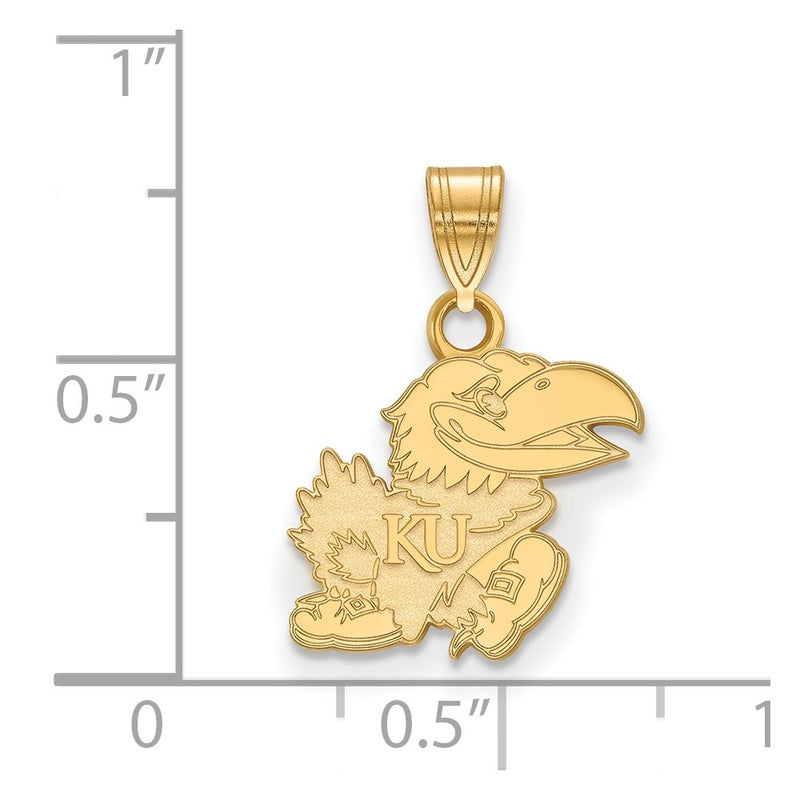 14K Yellow Gold Logoart University Of Kansas Jayhawk Small Pendant