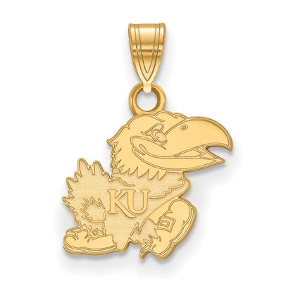 Gold Plated Sterling Silver Logoart University Of Kansas Jayhawk Small Pendant