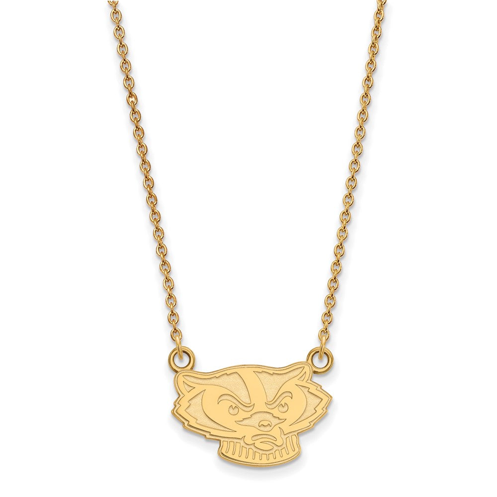 14K Yellow Gold Logoart University Of Wisconsin Badger Small Pendant 18 Inch Necklace