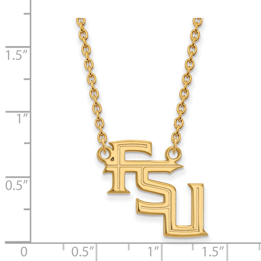 10K Yellow Gold Logoart Florida State University F S U Large Pendant 18 Inch Necklace