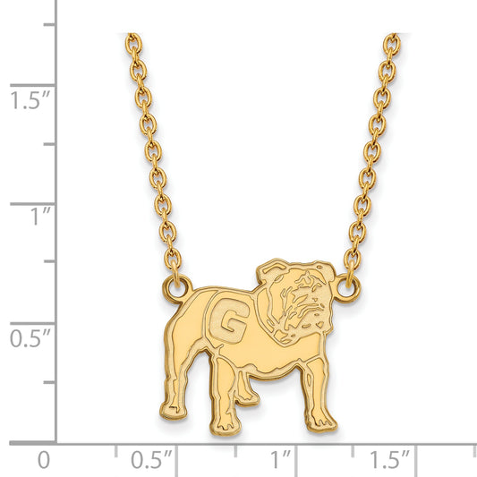 10K Yellow Gold Logoart University Of Georgia Bulldog Large Pendant 18 Inch Necklace