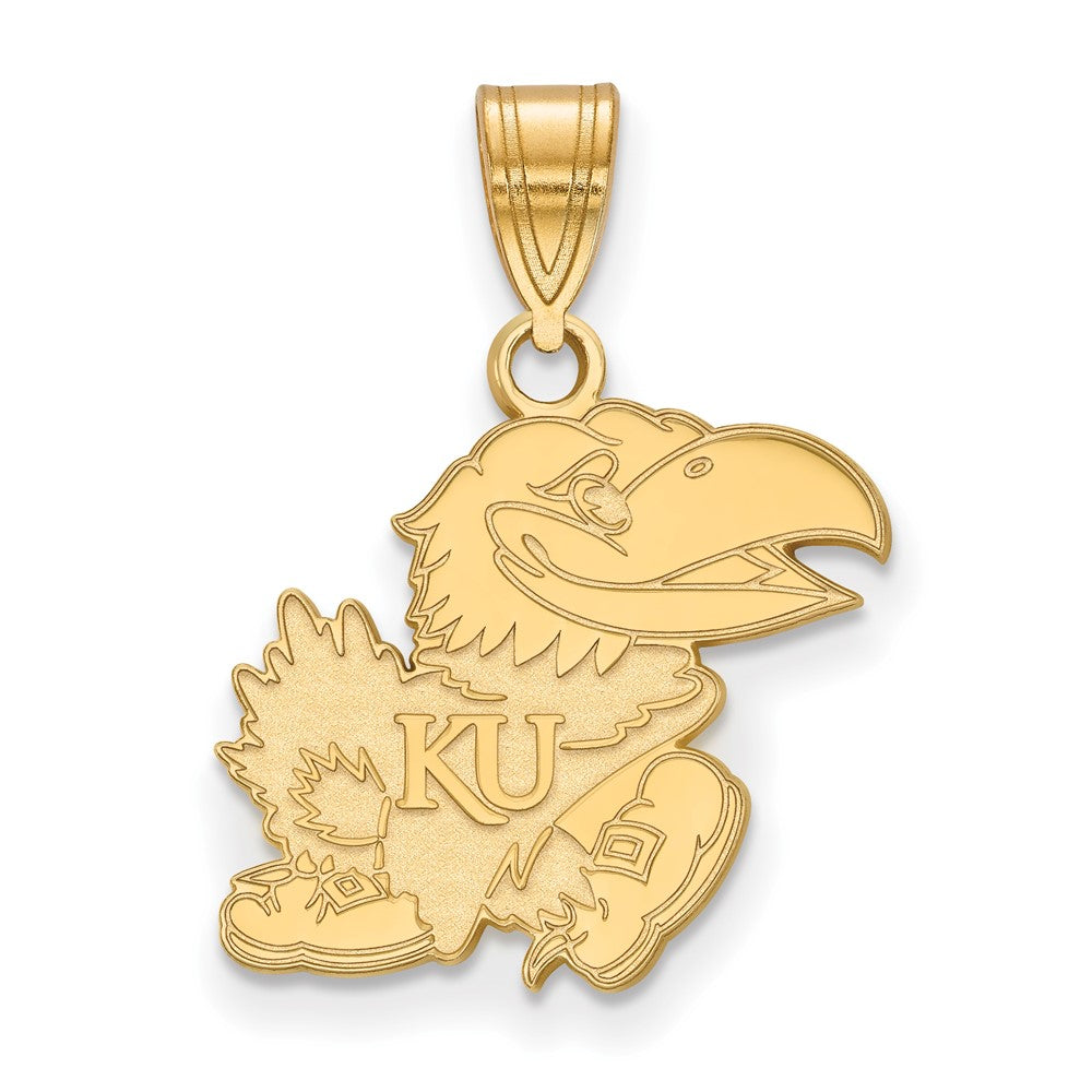 14K Yellow Gold Logoart University Of Kansas Jayhawk Medium Pendant