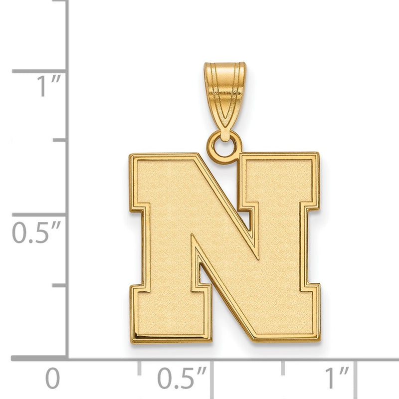 Gold Plated Sterling Silver Logoart University Of Nebraska Letter N Medium Pendant