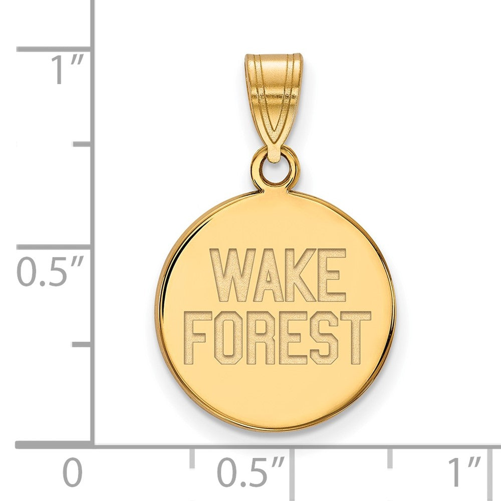 Gold Plated Sterling Silver Logoart Wake Forest University W F Deacon Medium Disc Pendant