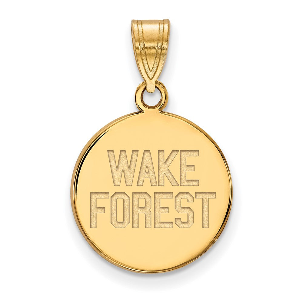 Gold Plated Sterling Silver Logoart Wake Forest University W F Deacon Medium Disc Pendant