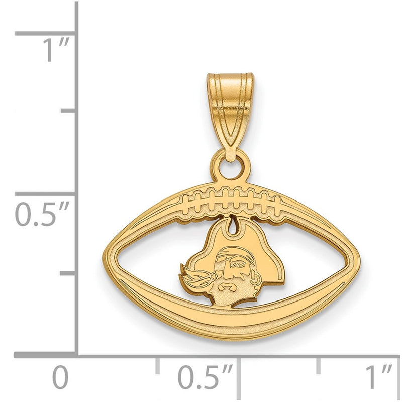 Gold Plated Sterling Silver Logoart East Carolina University Pirate Football Pendant