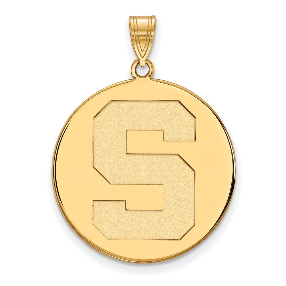 Gold Plated Sterling Silver Logoart Michigan State University Letter S Extra Large Disc Pendant