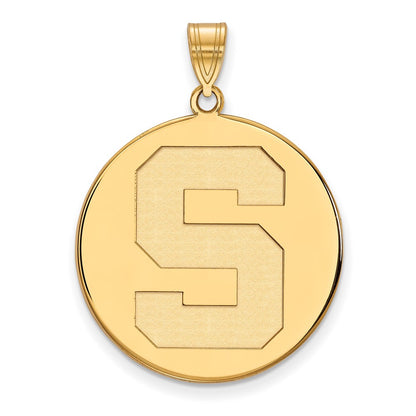 14K Yellow Gold Logoart Michigan State University Letter S Extra Large Disc Pendant