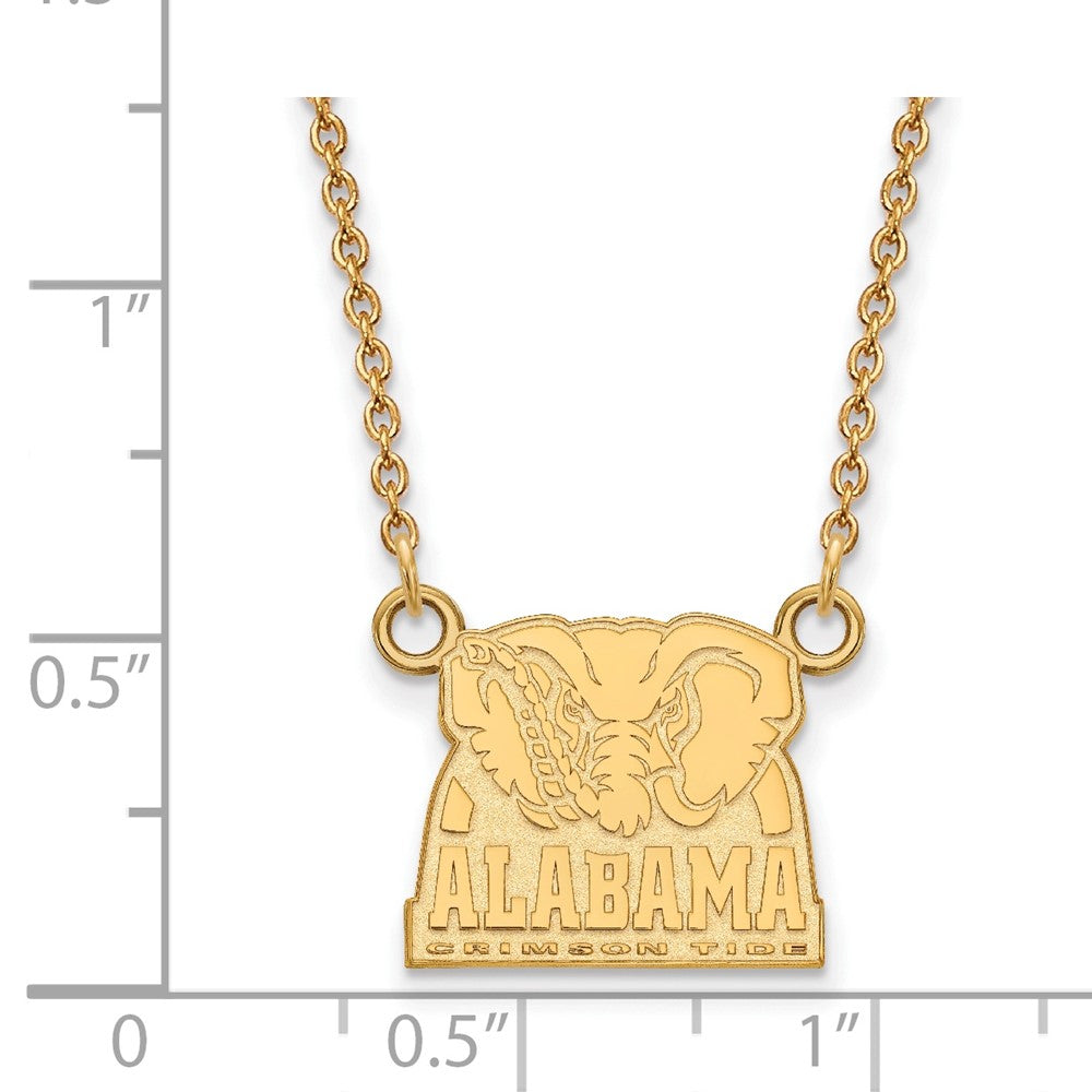 Gold Plated Sterling Silver Logoart University Of Alabama Elephant Small Pendant 18 Inch Necklace