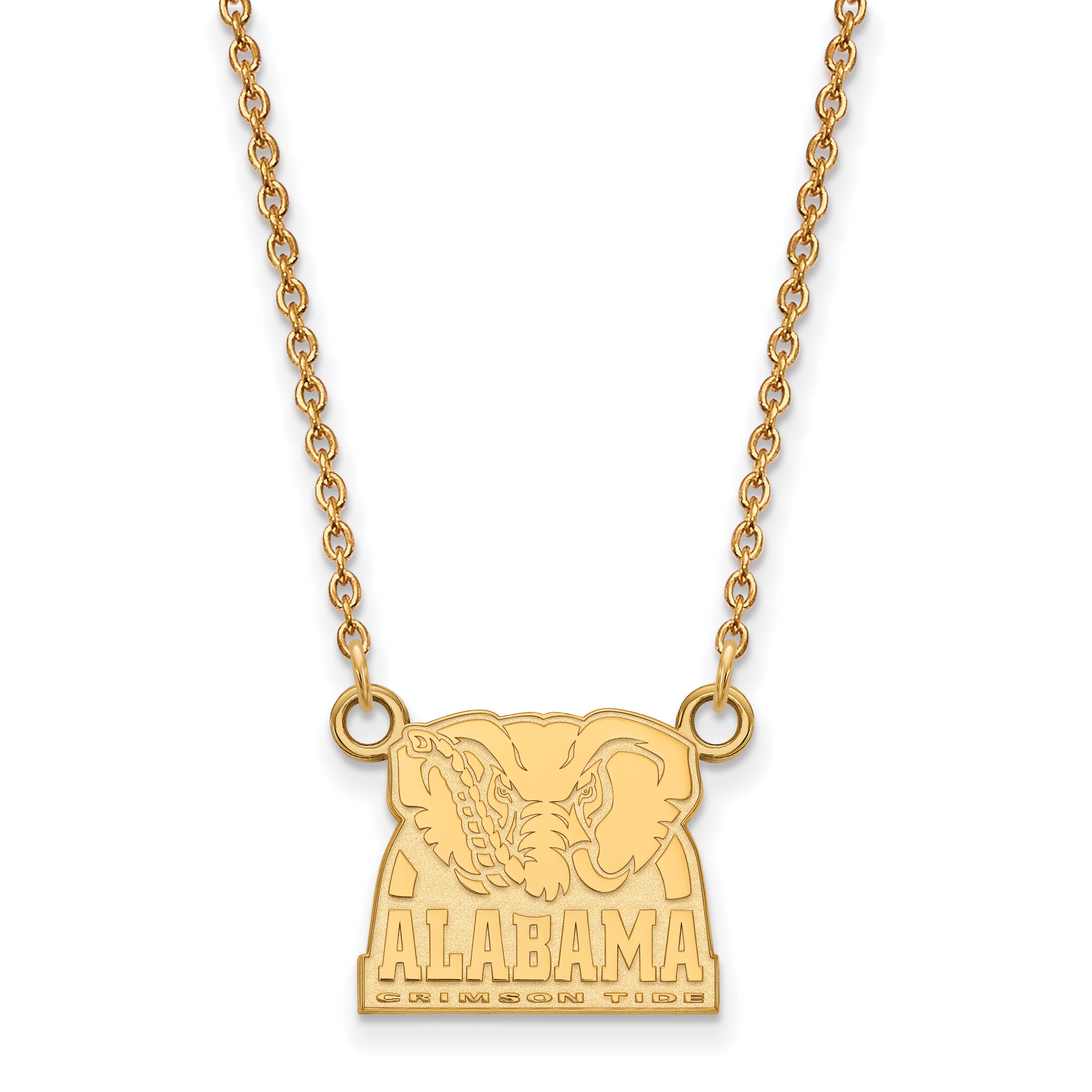 10K Yellow Gold Logoart University Of Alabama Elephant Small Pendant 18 Inch Necklace