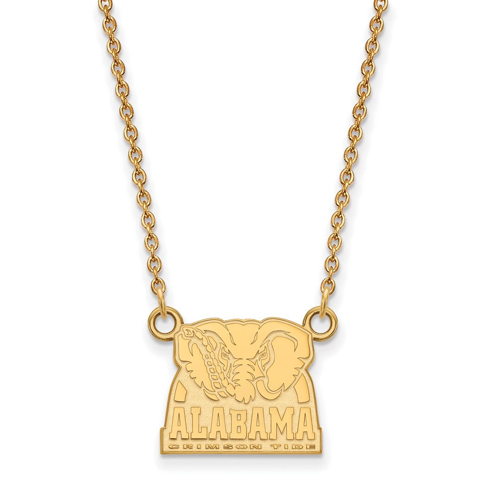 Gold Plated Sterling Silver Logoart University Of Alabama Elephant Small Pendant 18 Inch Necklace