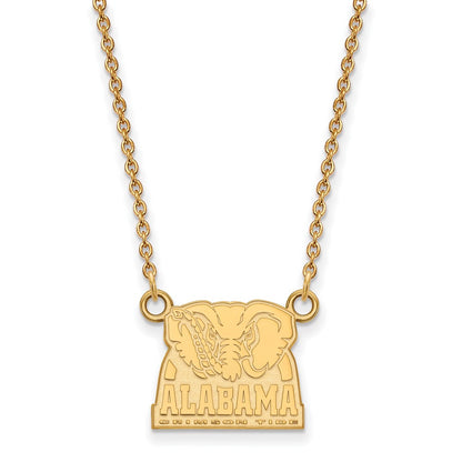 Gold Plated Sterling Silver Logoart University Of Alabama Elephant Small Pendant 18 Inch Necklace