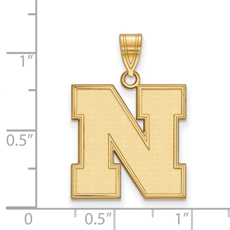 14K Yellow Gold Logoart University Of Nebraska Letter N Large Pendant