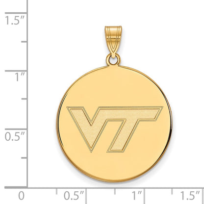 10K Yellow Gold Logoart Virginia Tech V T Extra Large Disc Pendant