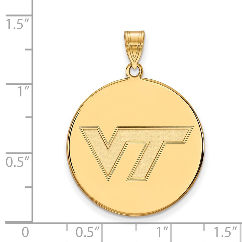 10K Yellow Gold Logoart Virginia Tech V T Extra Large Disc Pendant