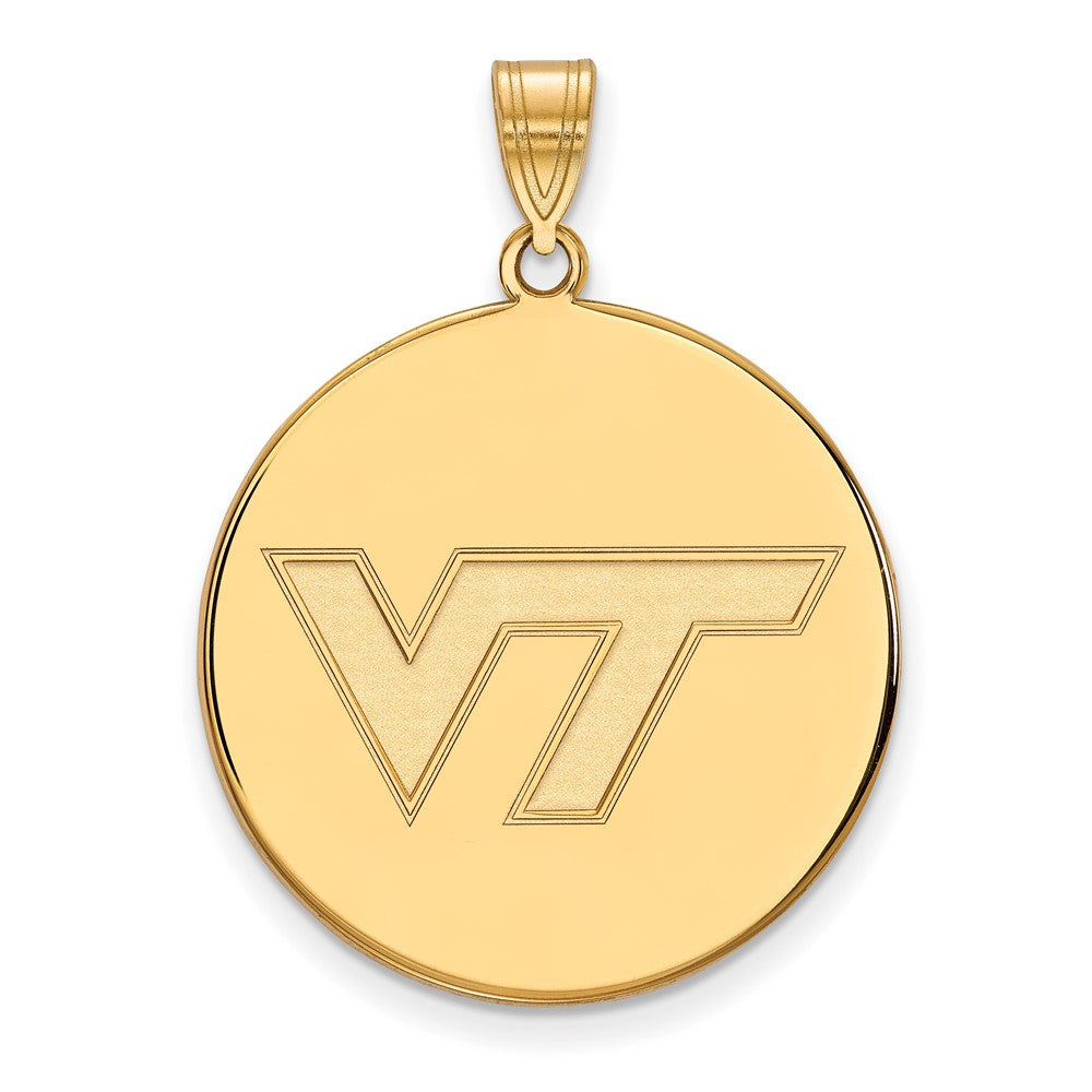 10K Yellow Gold Logoart Virginia Tech V T Extra Large Disc Pendant