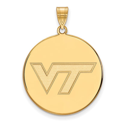 10K Yellow Gold Logoart Virginia Tech V T Extra Large Disc Pendant