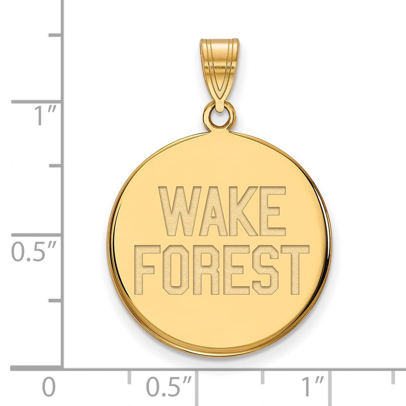 Gold Plated Sterling Silver Logoart Wake Forest University W F Deacon Large Disc Pendant