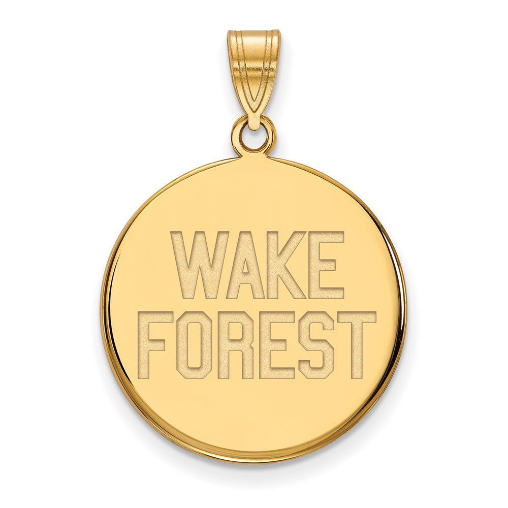 14K Yellow Gold Logoart Wake Forest University W F Deacon Large Disc Pendant