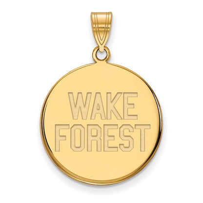 14K Yellow Gold Logoart Wake Forest University W F Deacon Large Disc Pendant