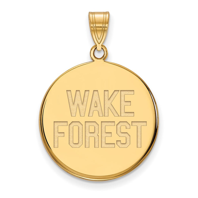 14K Yellow Gold Logoart Wake Forest University W F Deacon Large Disc Pendant