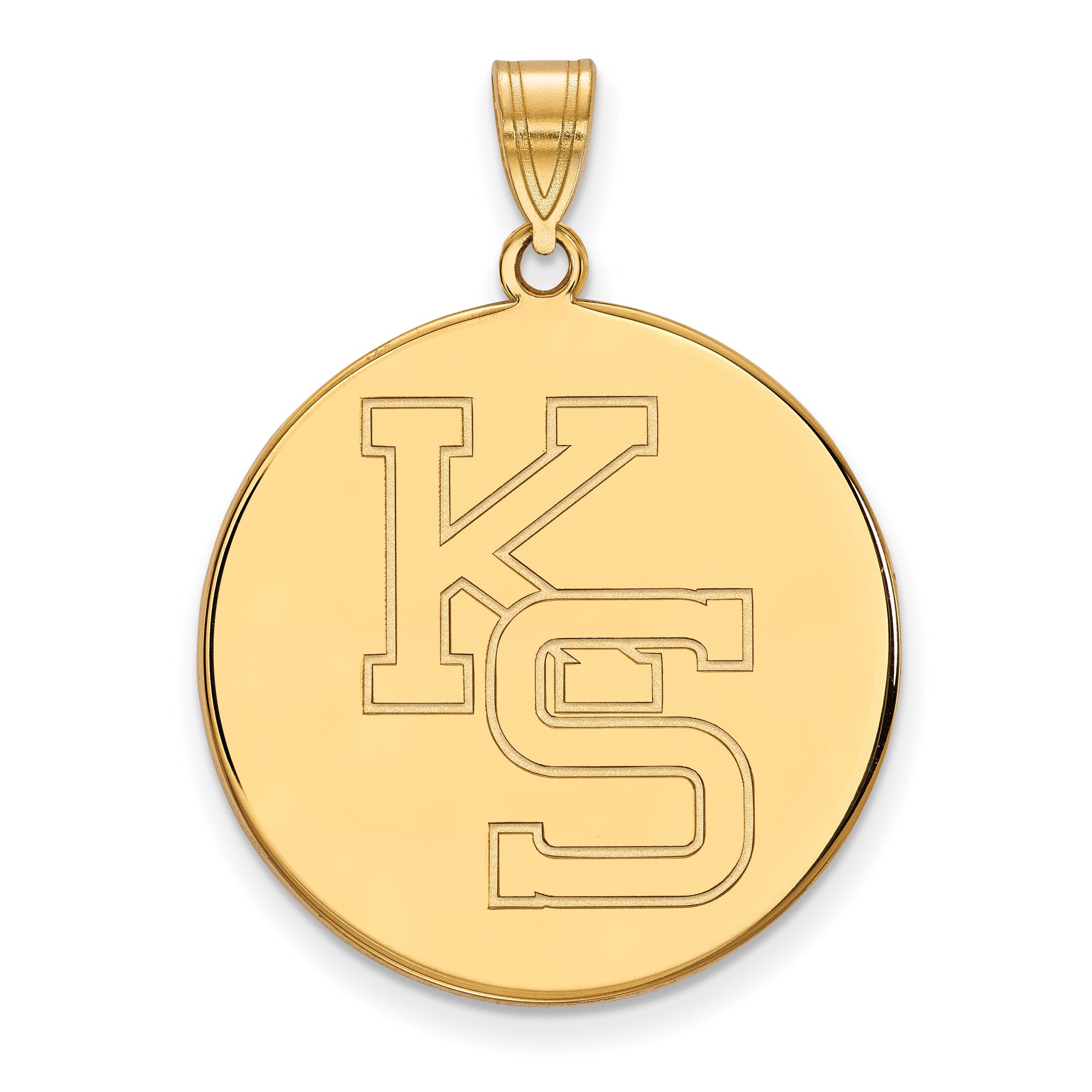 14K Yellow Gold Logoart Kansas State University K S Extra Large Disc Pendant