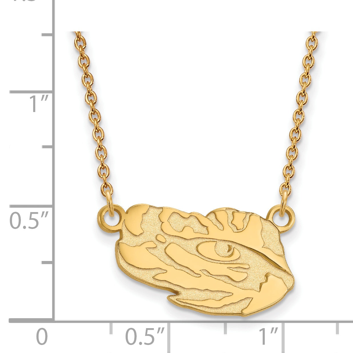 10K Yellow Gold Logoart Louisiana State University Tiger Eye Small Pendant 18 Inch Necklace