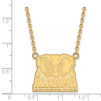 14K Yellow Gold Logoart University Of Alabama Elephant Large Pendant 18 Inch Necklace