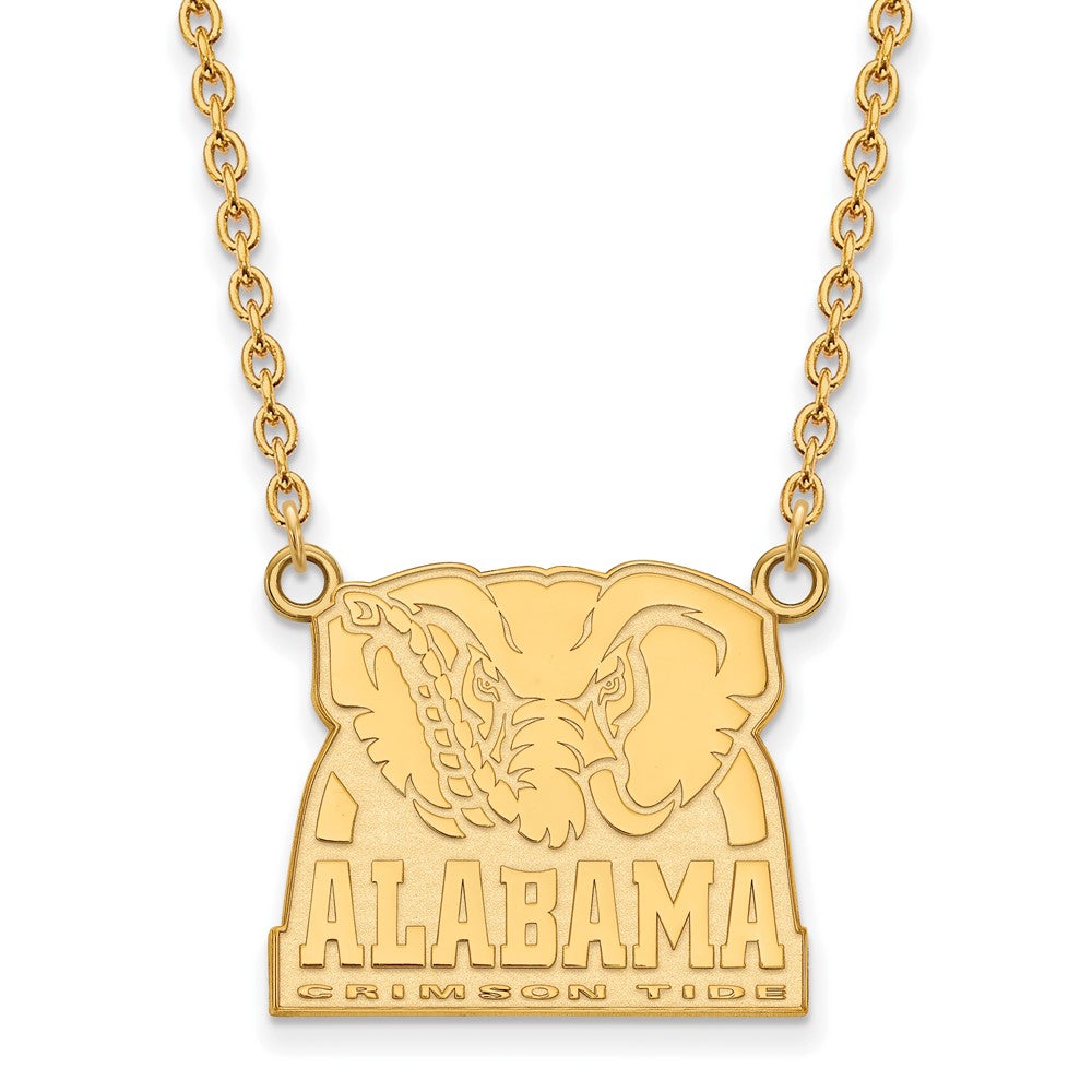 14K Yellow Gold Logoart University Of Alabama Elephant Large Pendant 18 Inch Necklace