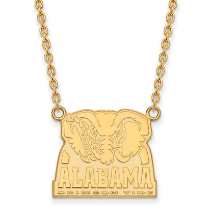14K Yellow Gold Logoart University Of Alabama Elephant Large Pendant 18 Inch Necklace