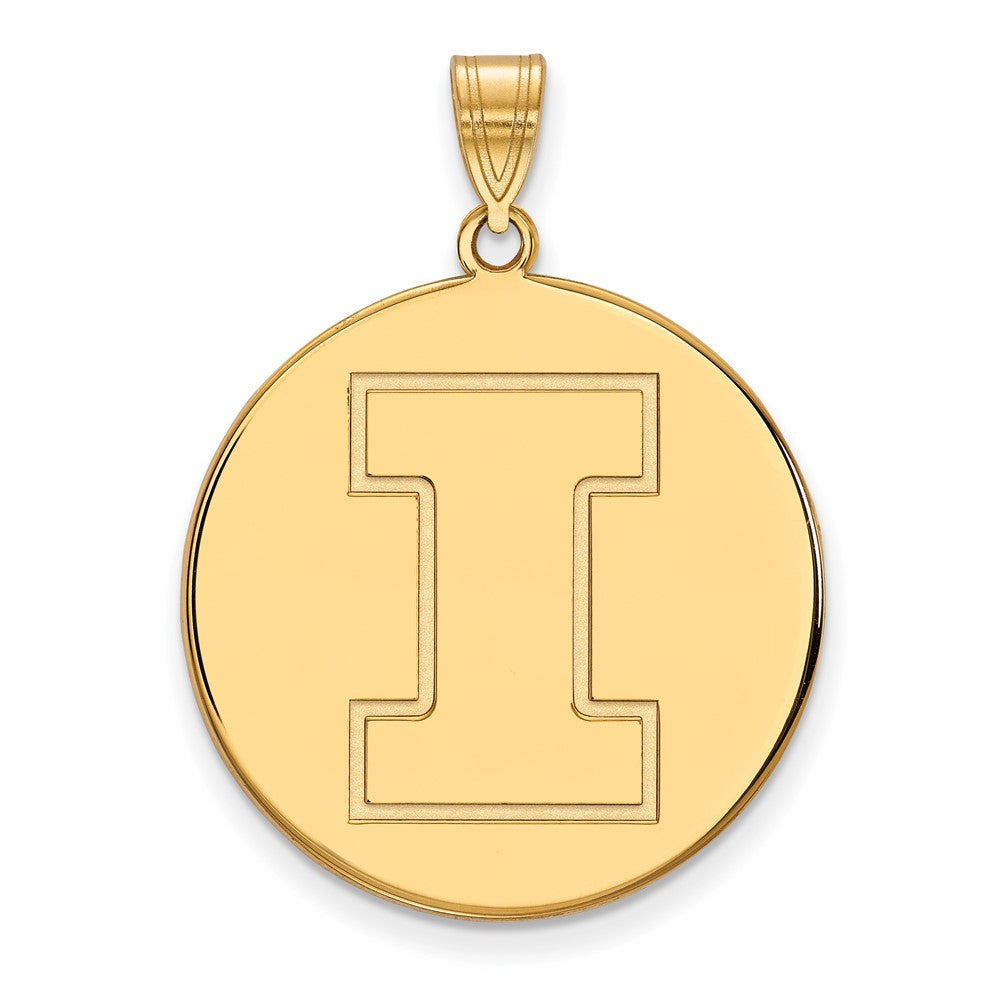Gold Plated Sterling Silver Logoart University Of Illinois Letter I Extra Large Disc Pendant