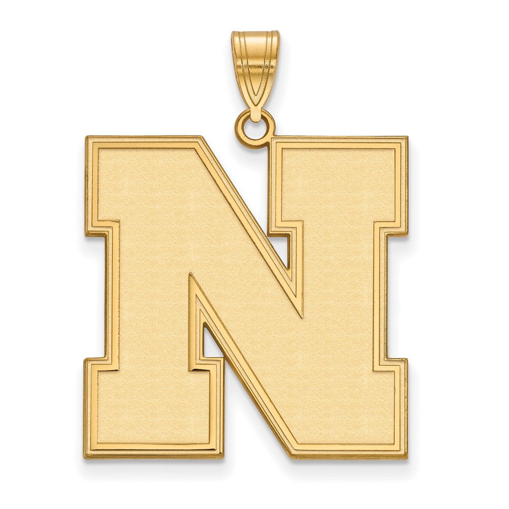 Gold Plated Sterling Silver Logoart University Of Nebraska Letter N Extra Large Pendant