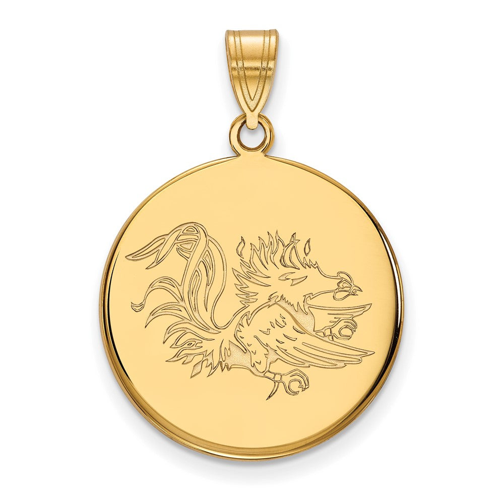 14K Yellow Gold Logoart University Of South Carolina Gamecock Large Disc Pendant