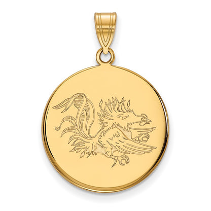 14K Yellow Gold Logoart University Of South Carolina Gamecock Large Disc Pendant