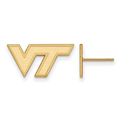 Gold Plated Sterling Silver Logoart Virginia Tech V T Extra Small Post Earrings