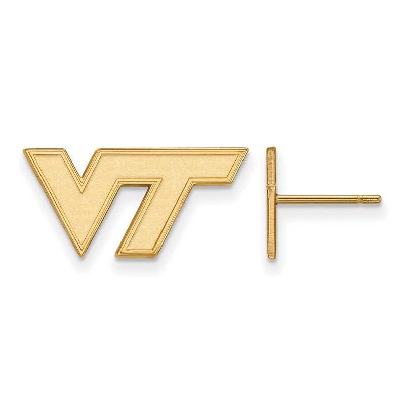 Gold Plated Sterling Silver Logoart Virginia Tech V T Extra Small Post Earrings