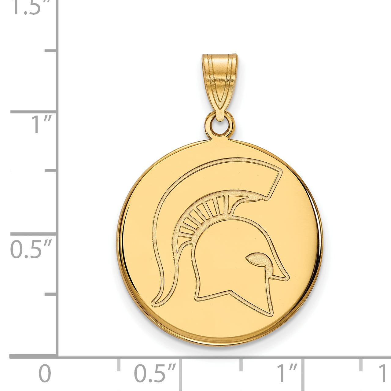 10K Yellow Gold Logoart Michigan State University Spartan Large Disc Pendant