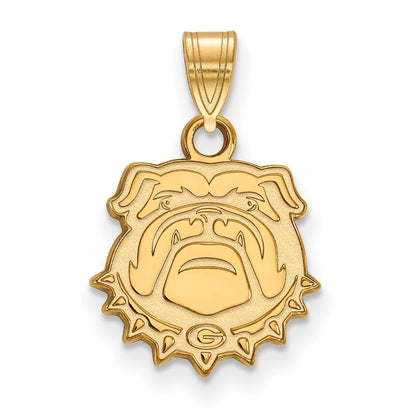 Gold Plated Sterling Silver Logoart University Of Georgia Bulldog Small Pendant