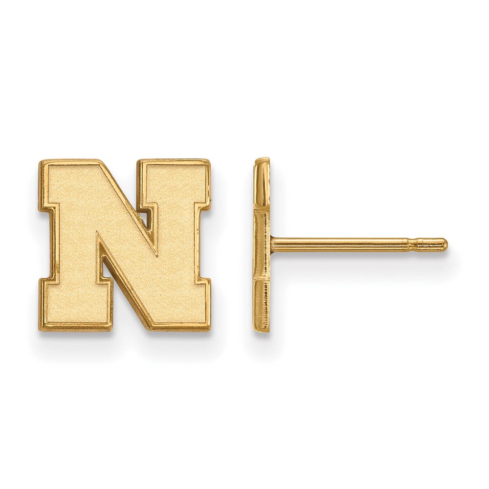 Gold Plated Sterling Silver Logoart University Of Nebraska Letter N Extra Small Post Earrings