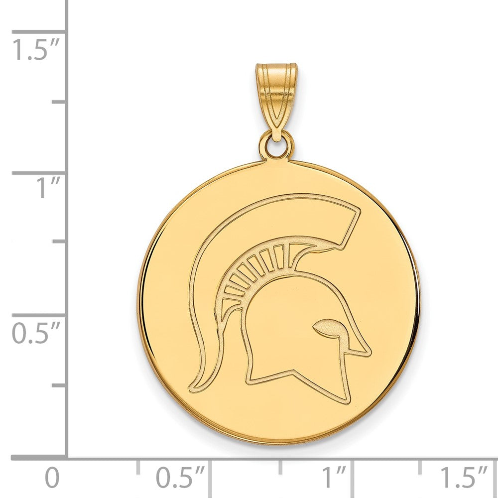 14K Yellow Gold Logoart Michigan State University Spartan Extra Large Disc Pendant