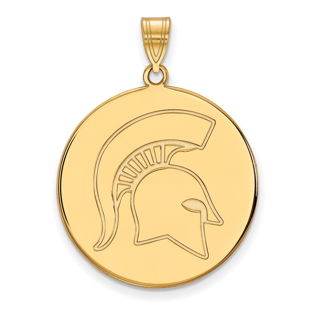 14K Yellow Gold Logoart Michigan State University Spartan Extra Large Disc Pendant