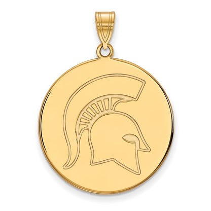 14K Yellow Gold Logoart Michigan State University Spartan Extra Large Disc Pendant