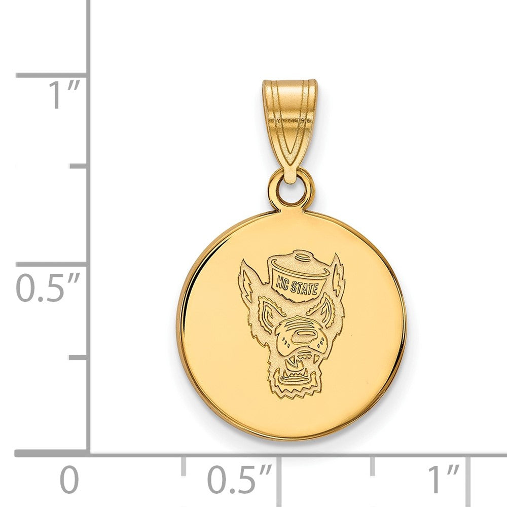 Gold Plated Sterling Silver Logoart North Carolina State University Wolf Medium Disc Pendant