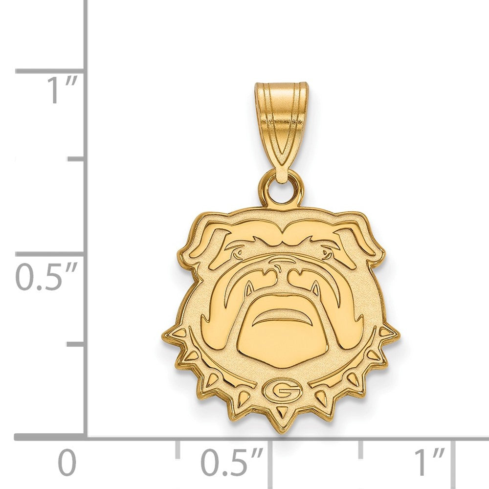 Gold Plated Sterling Silver Logoart University Of Georgia Bulldog Medium Pendant